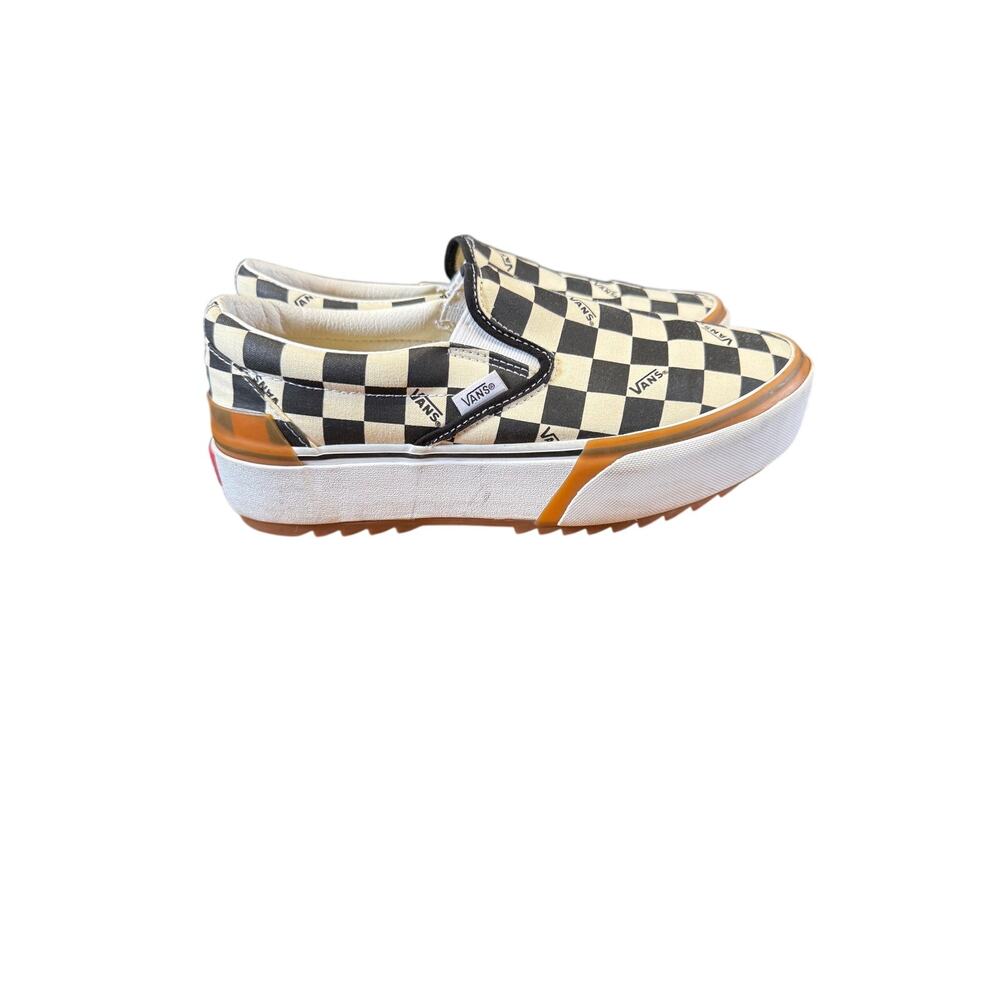 Vans Classic Checkerboard Stacked Slip-On Sneakers Unisex M=8.5 W=10